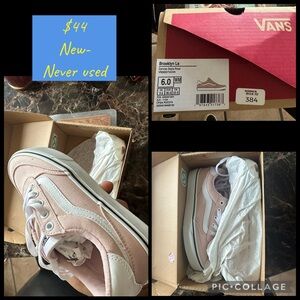 Vans Blush and White Canvas Sneakers